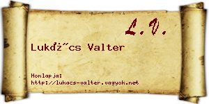 Lukács Valter névjegykártya